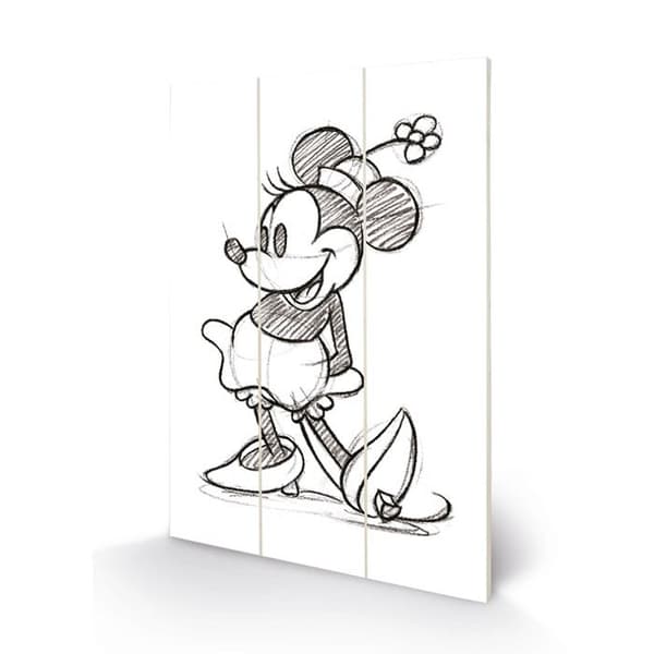 Disney-affisch - tryck på trä 20 x 29,5 cm (Minnie Mouse)