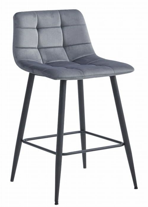 Barstol - ARCETO - Mörkgrå sammet - Svarta ben - Set om 2 - Modern design