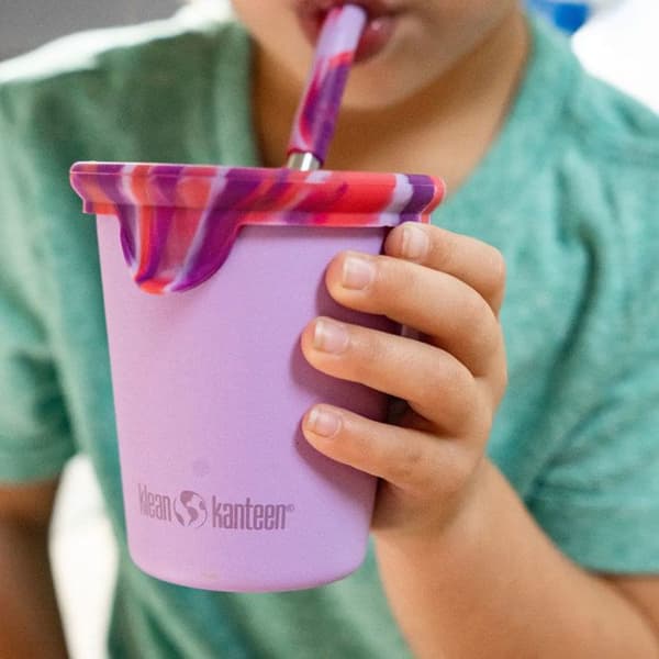 Inox-goblet 296 ml med sugrörslock spring bud - KLEAN KANTEEN