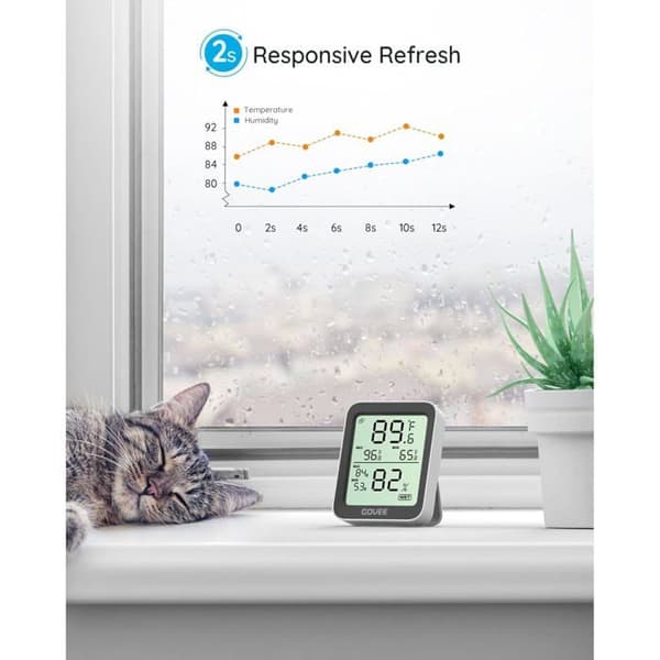 Termo-hygrometer - Govee - Bluetooth-modell - Noggrannhet ± 0,5 °F - Räckvidd 60 m - Appvarning