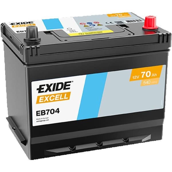 EXIDE EXCELL D26 12V 70AH 540A 270X173X222 +D EB704 BATTERI