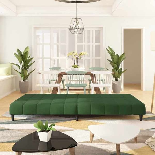 vidaXL 2-sits bäddsoffa Mörkgrön sammet 375765