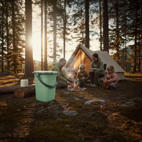 Turisttoalett - Grönblå - 19L - Plast - Kompakt - Lätt