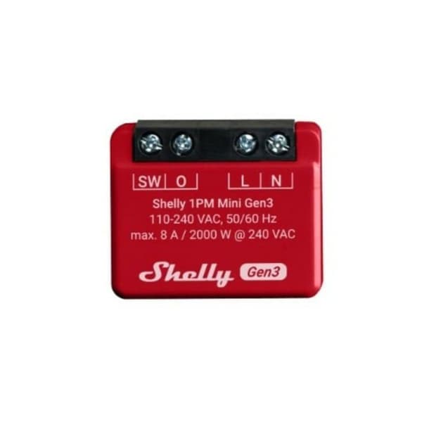 Modul för mini-switch Shelly 1PM Gen3 röd