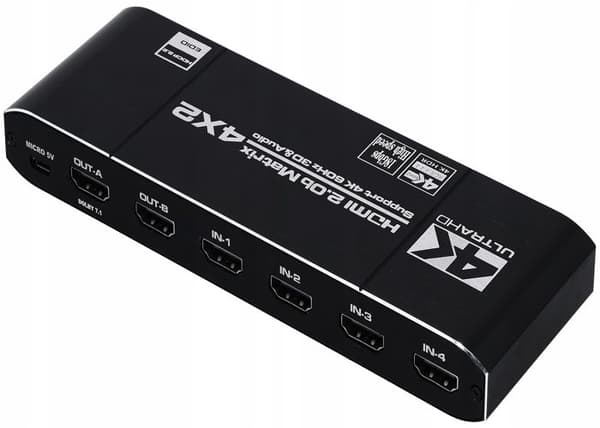 Matrisomkopplare 4x2 HDMI 2.0 HDR 18G UHD 4K
