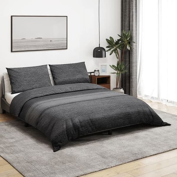 vidaXL Påslakanset Mörkgrå 240x220 cm Bomull 136479