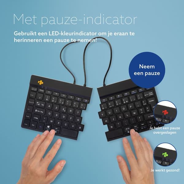 R-Go Split Break (svart, med kabel, AZERTY - FR)