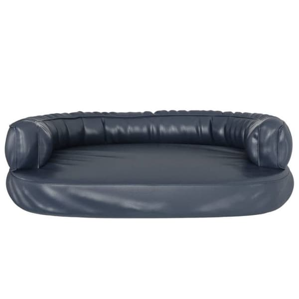 Hundsäng - Ergonomisk - Konstläder - 88x65cm - Mörkblå - Halkfri