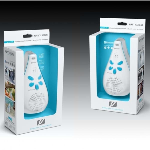 Bärbar bluetooth-högtalare splashproof Muse - M-320 BT - Vit - Stänkbeständig - Batteri