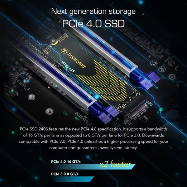 Transcend 240s 1TB M.2 2280 PCI-E X4 GEN4 NVME Solid State Drive (TS1TMTE240S)