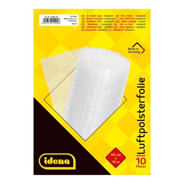 Luftbubbelplast - Idena - 10400 - 40 cm x 10 m - Hållbar - Transparent