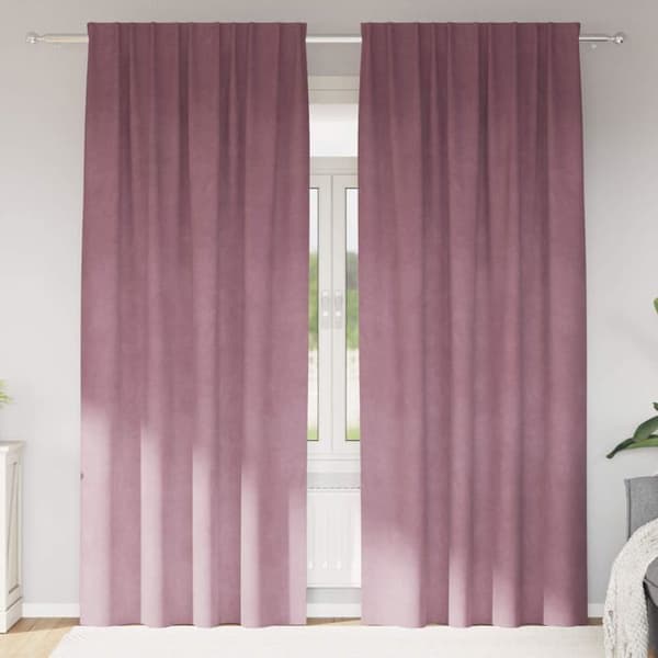 Mörkrosa sammetsgardiner - vidaXL - 140x260 cm - 2-pack - Elegans i sammet - Blockerar ljus
