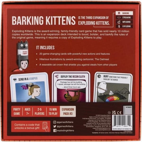 Exploding Kittens brädspel - Barking Kittens extension