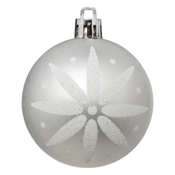 Julkulor - Féerisk - Julfärger - Set om 25 - Plast - D6cm Silver och Vit