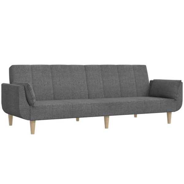 vidaXL 2-sits bäddsoffa med två kuddar ljusgrå tyg 375869