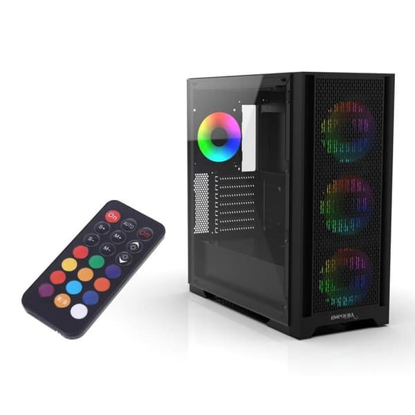PC-chassi - İnca - EMG-17XB - Glasfönster - Vattentemperering - ARGB-fläktar