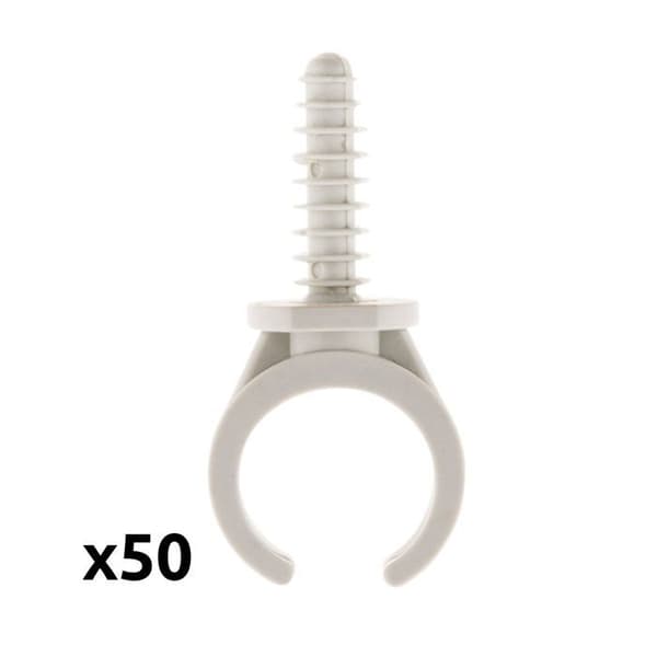 Set med 50 clips med pluggar Ø16mm - Grå - Zenitech