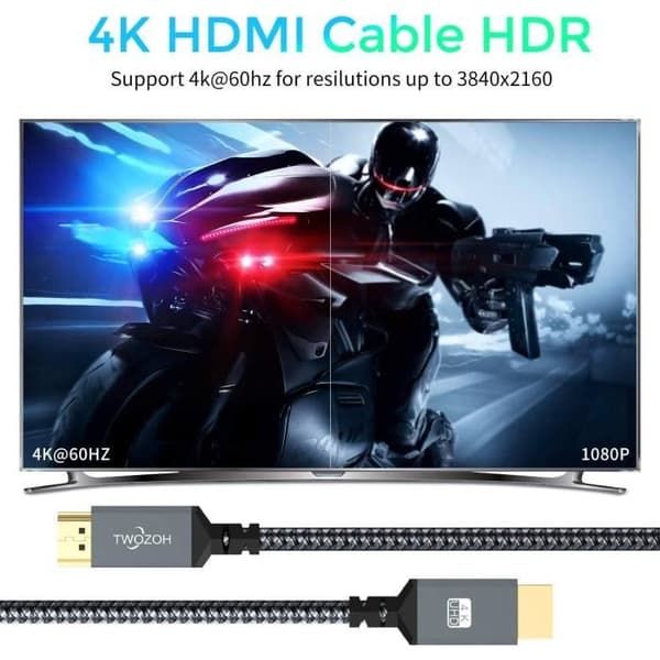 HDMI-kabel - Twozoh - 4K 5M - Höghastighet 60Hz - Nylonflätad - 18Gbps