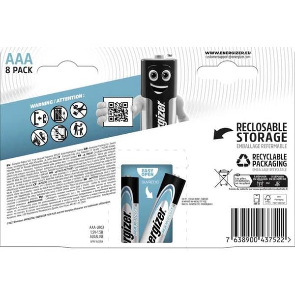 Energizer Max Plus LR3 (AAA) alkaliskt batteri 1,5 V 8 st.