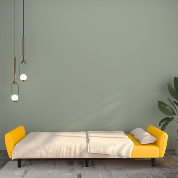 vidaXL Soffa-säng 2 platser gul sammet 375864