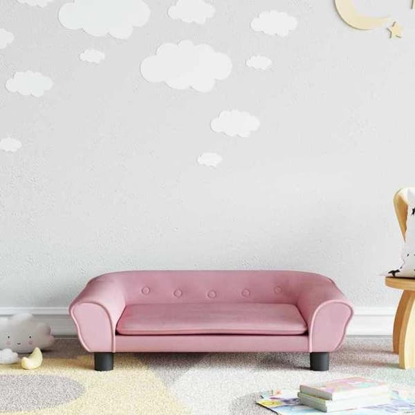 vidaXL Barnsoffa rosa 70x45x26 cm sammet, mini soffa, mini soffa-stol, mini soffa för barn, soffa av 3196403