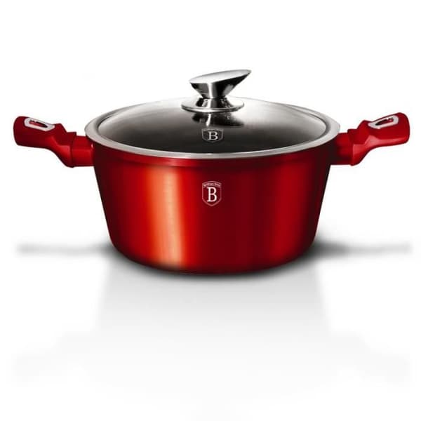 Gratängform - Metall - 20 cm - Röd - Marmorbeläggning - Induktionskompatibel