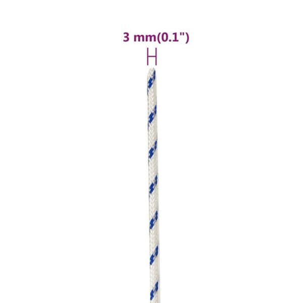 152271 vidaXL Båtrep Vit 3 mm 100 m Polypropen