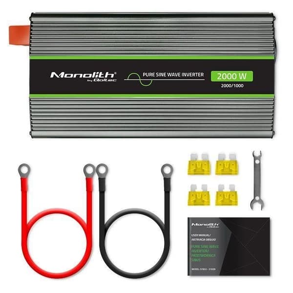 Inverter - Qoltec - Monolith - 1000W - 2000W - Ren sinusvåg