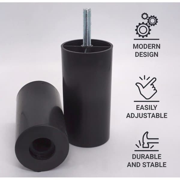 SKIR'CO Rund plastmöbelfot 100 mm svart - 4-pack