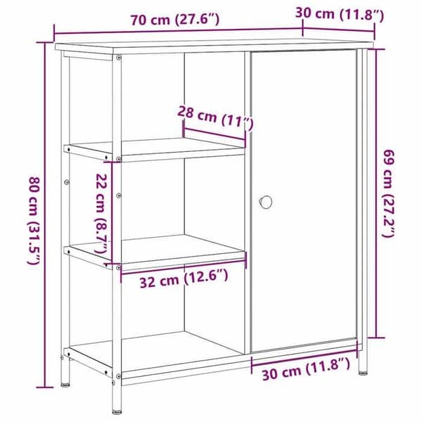 vidaXL Buffé Ek hantverk 70 x 30 x 80 cm 869089