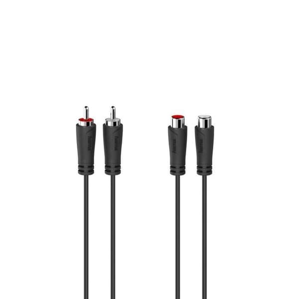 Ljudförlängning - HAMA - 1,5 m - 2 RCA-hanar - 2 RCA-honor - Svart