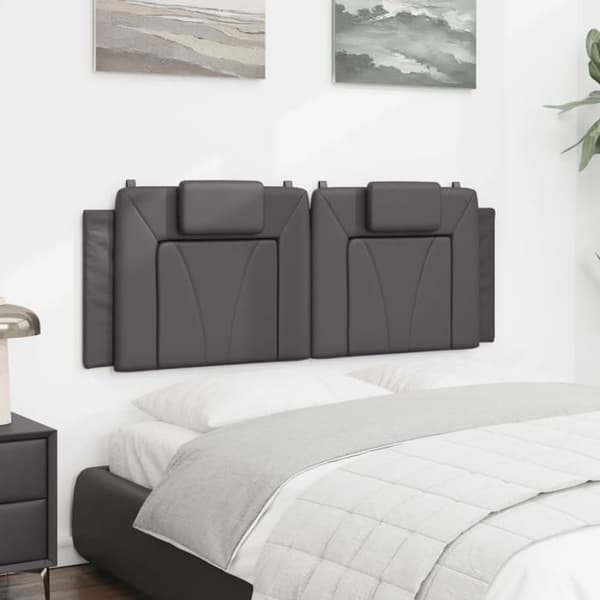 vidaXL Sänggavelkudde grå 140 cm konstläder 374793