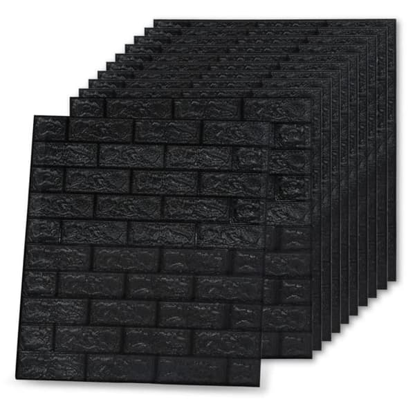 Självhäftande 3D tapet Bricks 40 st Svart