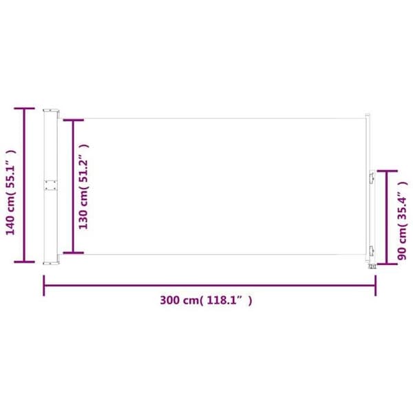 vidaXL Infällbar uteplats Sidomarkis 140 x 300 cm Röd