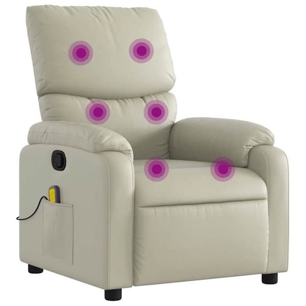 vidaXL Massagefåtölj Krämläder 373442