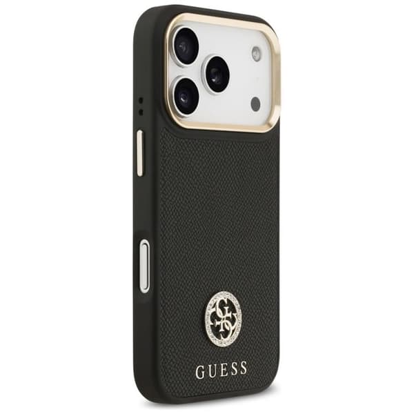 Coque Guess Grained Strass Logo MagSafe för iPhone 17 Pro - Svart