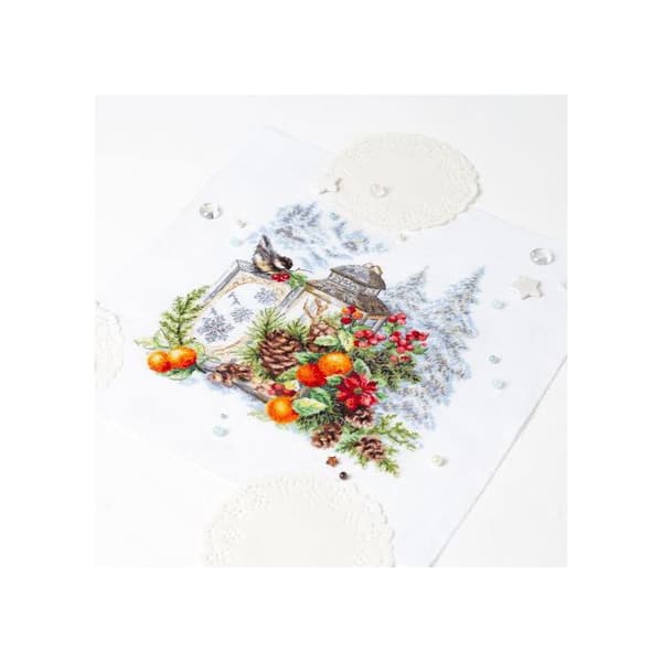 Kit för broderi med korsstygn Magic Needle - Vinterdoft 26x26 cm