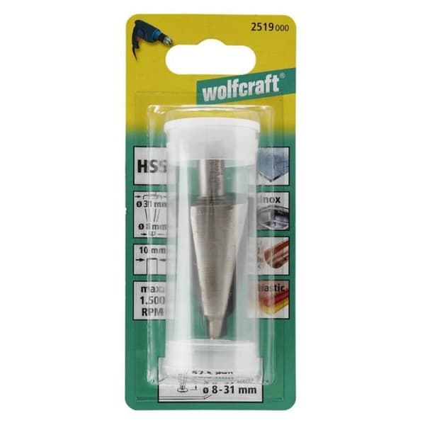 Broschare - WOLFCRAFT - HSS - Skaft 10mm - Ø 8mm - Längd 31mm