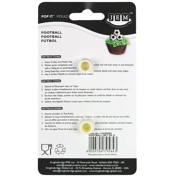 Tårtform - JEM - Set om 2 - Fotboll - Plast ABS - Vit