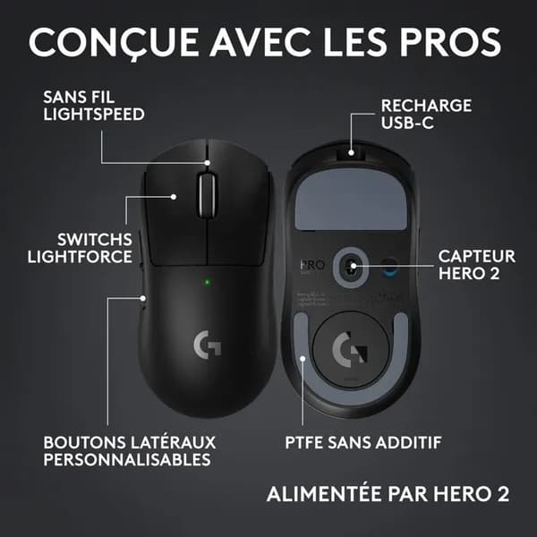 Logitech trådlös gamingmus PRO X Superlight 2c Svart