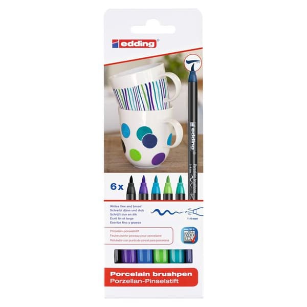 Porcelain markers EDDING E4200 - Sortiment av 6 kalla färger