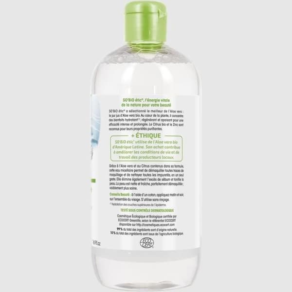 SO'BiO ETIC Micellärt vatten Hydra Aloe Vera - 500 ml