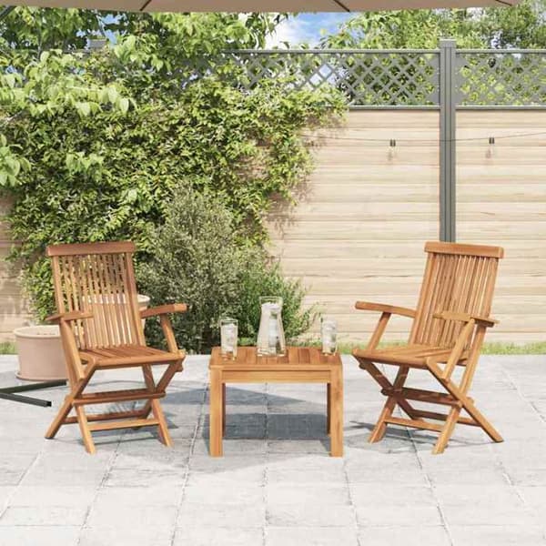 vidaXL Fällbara trädgårdsstolar set om 2 i solid teak 41999