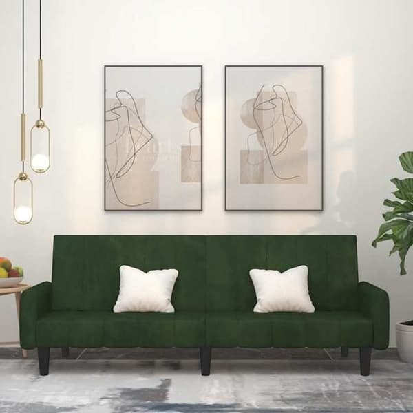 vidaXL 2-sits bäddsoffa Mörkgrön sammet 375776