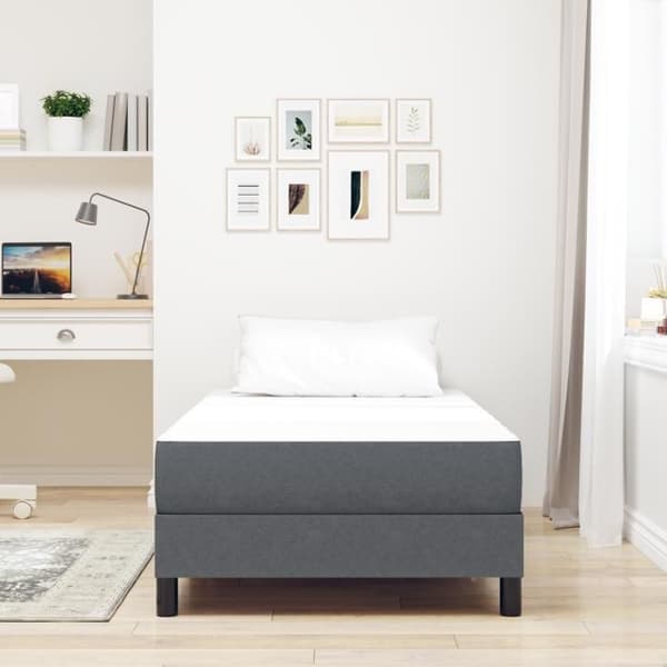Mörkgrå medium boxfjädrar sängmatta 90x200x20 cm i tyg