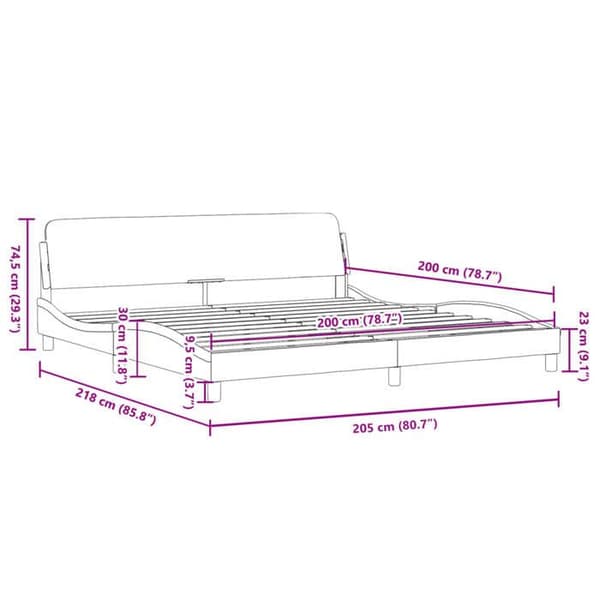 vidaXL Dover sängram mörkgrå 200x200 cm sammet 373253