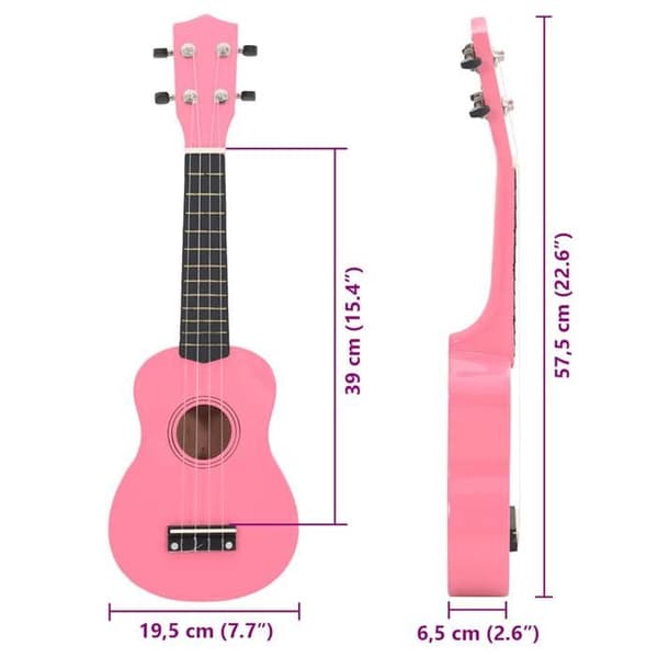 vidaXL Soprano Ukulele Set med väska för barn Rosa 23"