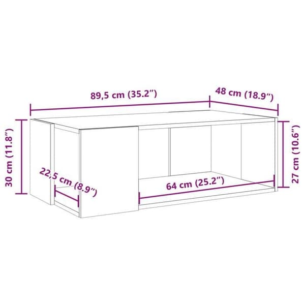 vidaXL Soffbord sonoma grå 89,5x48x30 cm ingenjörsträ 848155