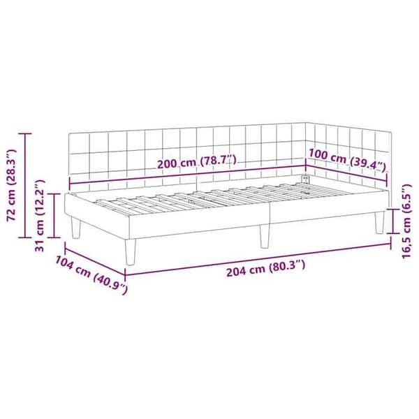 vidaXL Hörnsängram Creme 100 cm x 200 cm Sammet 42016445