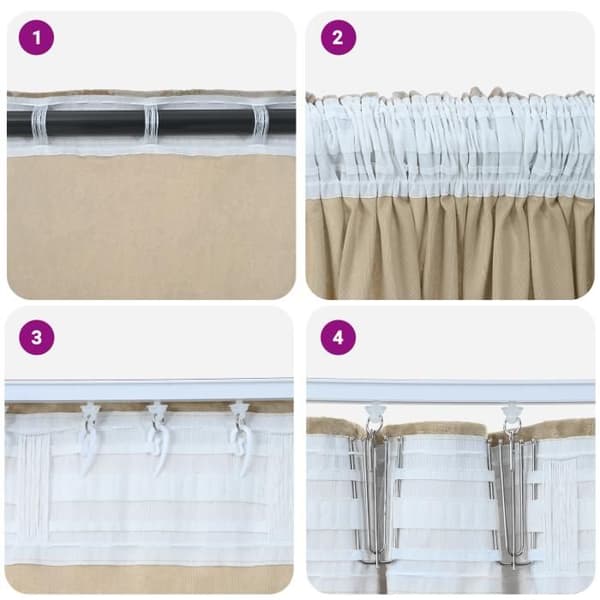 Crème sammet gardiner 140 x 140 cm - 2 stycken, ögla, matt polyester